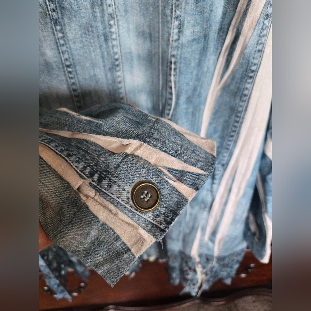NWOT, Unique Denim Look Button-Up Jacket, Sz. XL - Picture 8 of 10